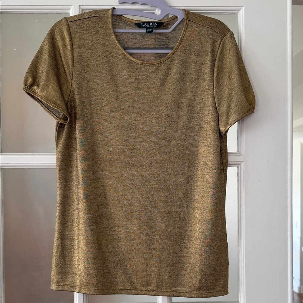 Ralph Lauren Metallic Gold Short Sleeve Top